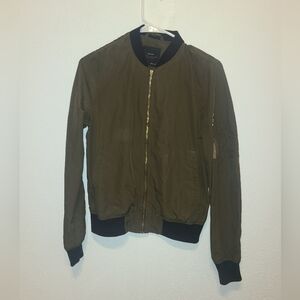 Zara Bomber Jacket Dark Green Size XS
